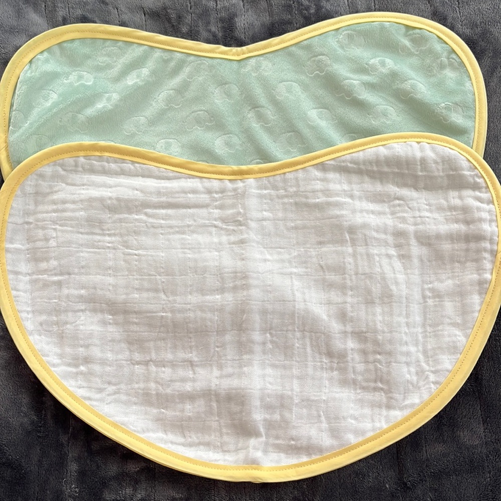 Yellow & green elephants small baby burp cloth